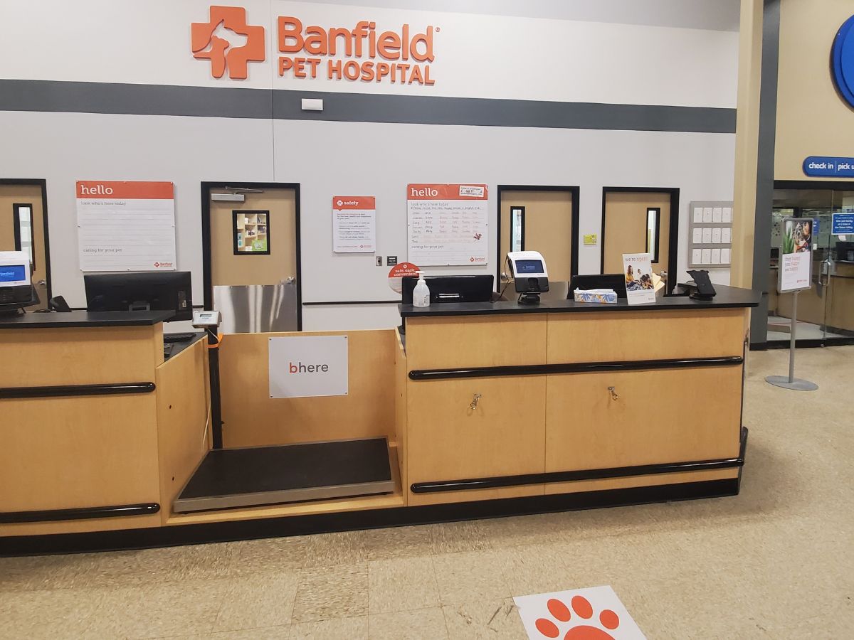 The Banfield Clive hospital front desk and check-in