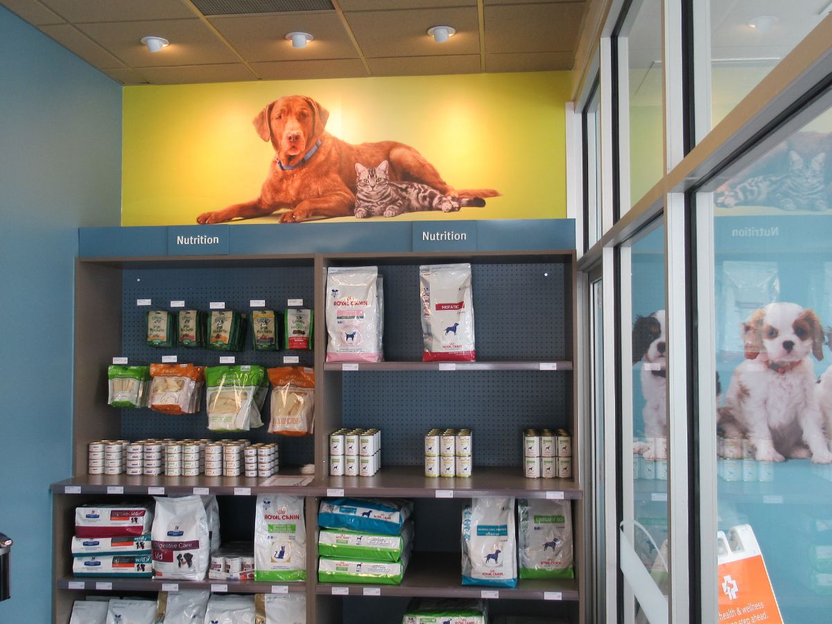 Food and supply shelves of the Banfield - Monroeville hospital