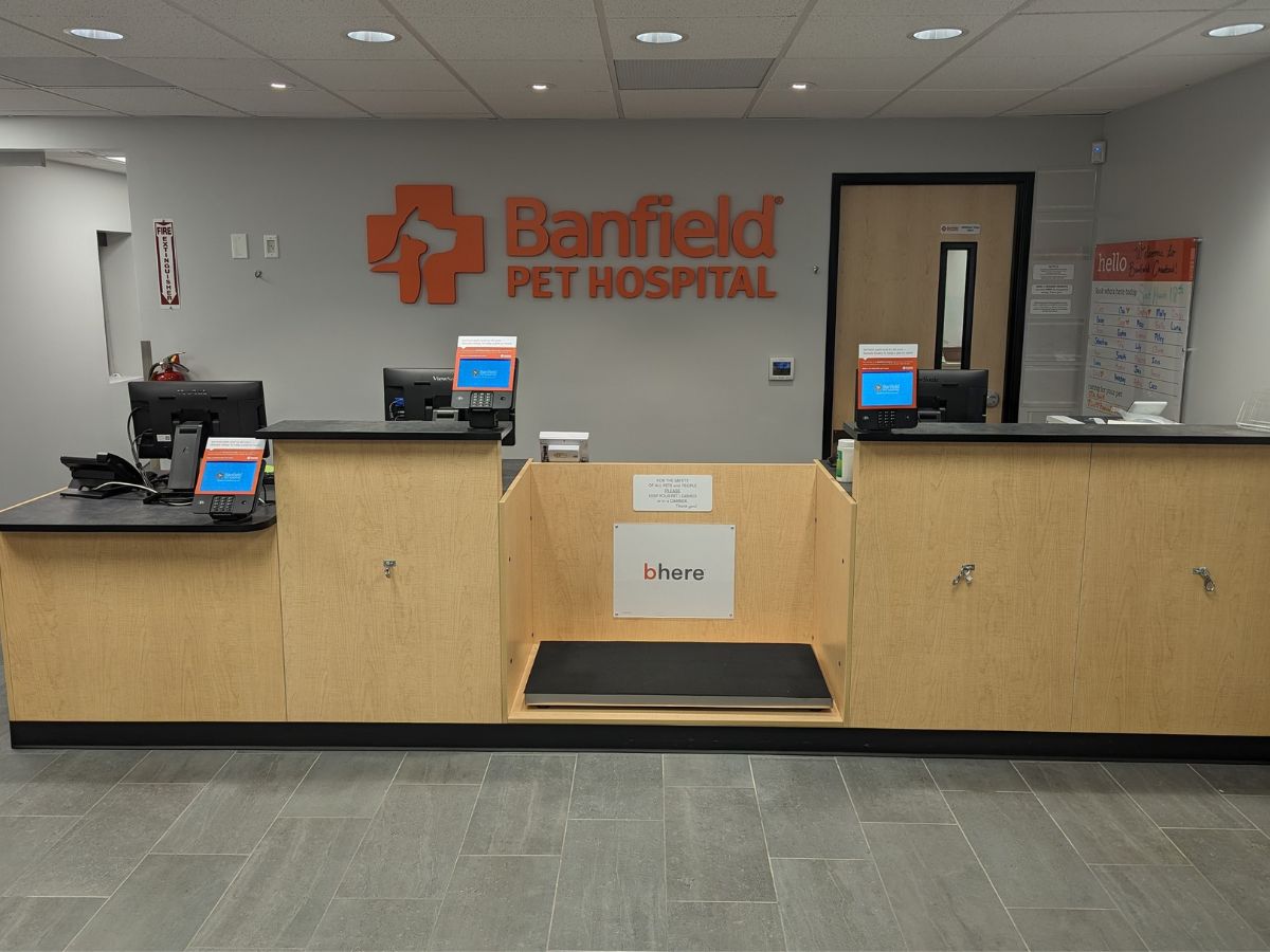 The Crawford - Garden City Park Banfield front desk and check-in area