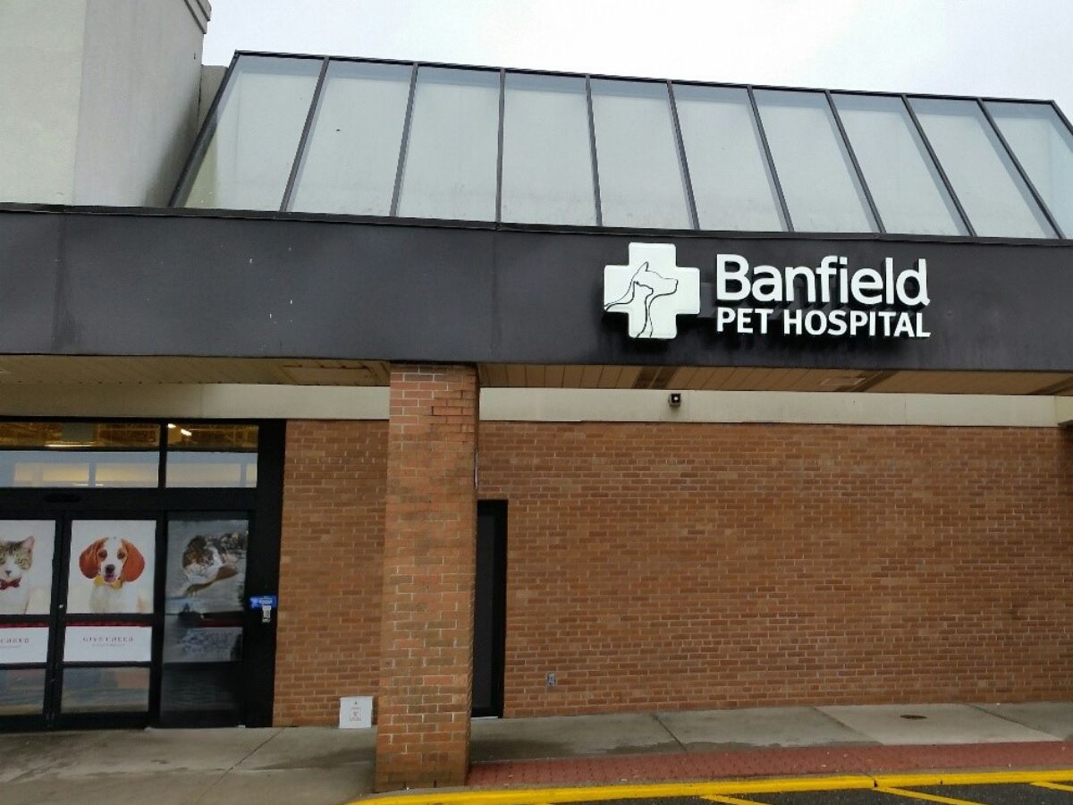 The front exterior entrance of the Nanuet Banfield hospital