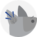 An illustrated icon of a grey dog with an ear infection