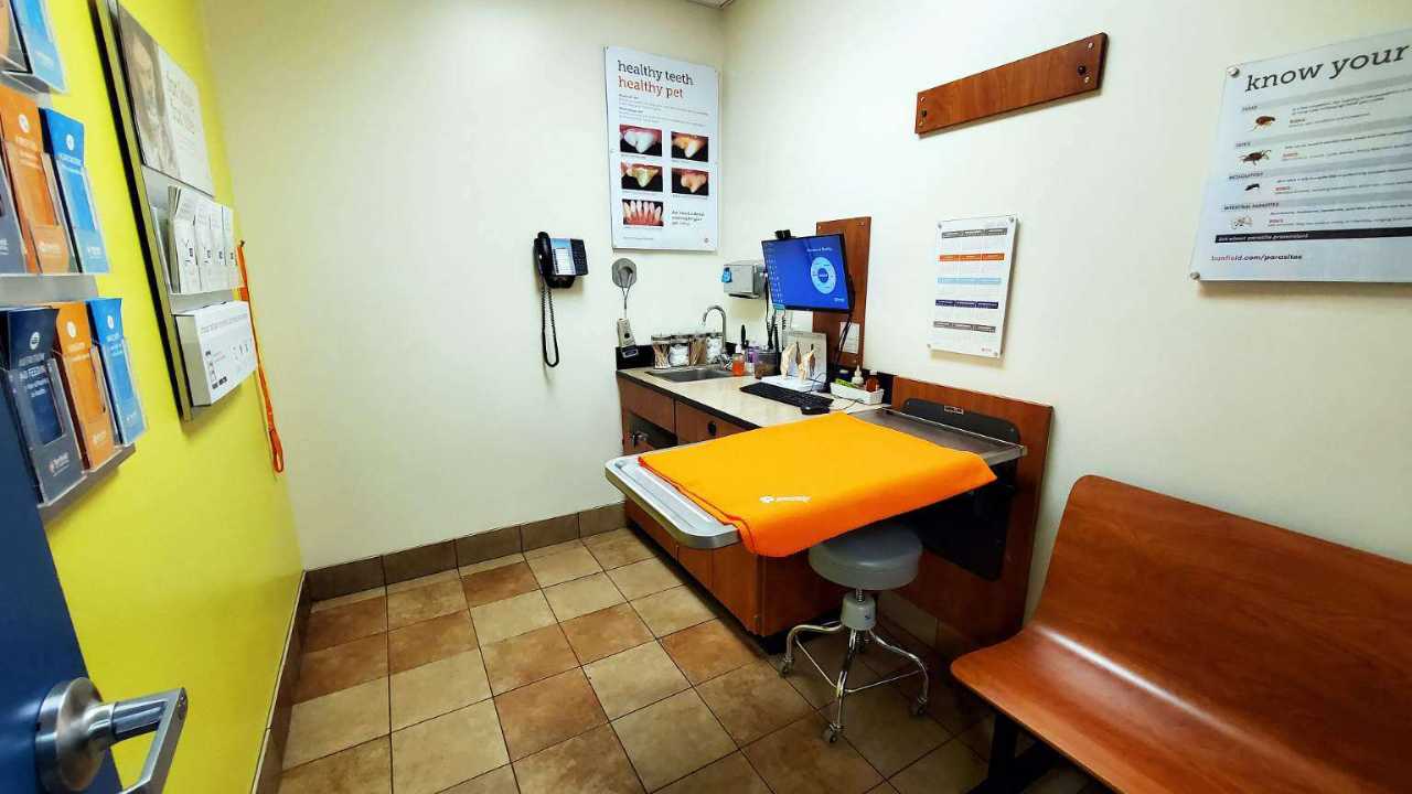 The pet examination room at the Banfield Pet Hospital, Richmond, TX